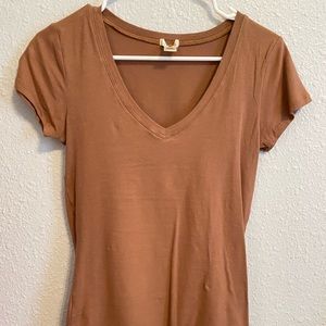 BOZZOLO Tan V-Neck Blouse
